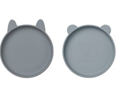 Liewood blue multi mix silicone plate Olivia (2-pack)